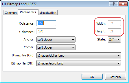 Added display of "Label" and "Bitmap Label" graphical objects sizes in their properties dialog