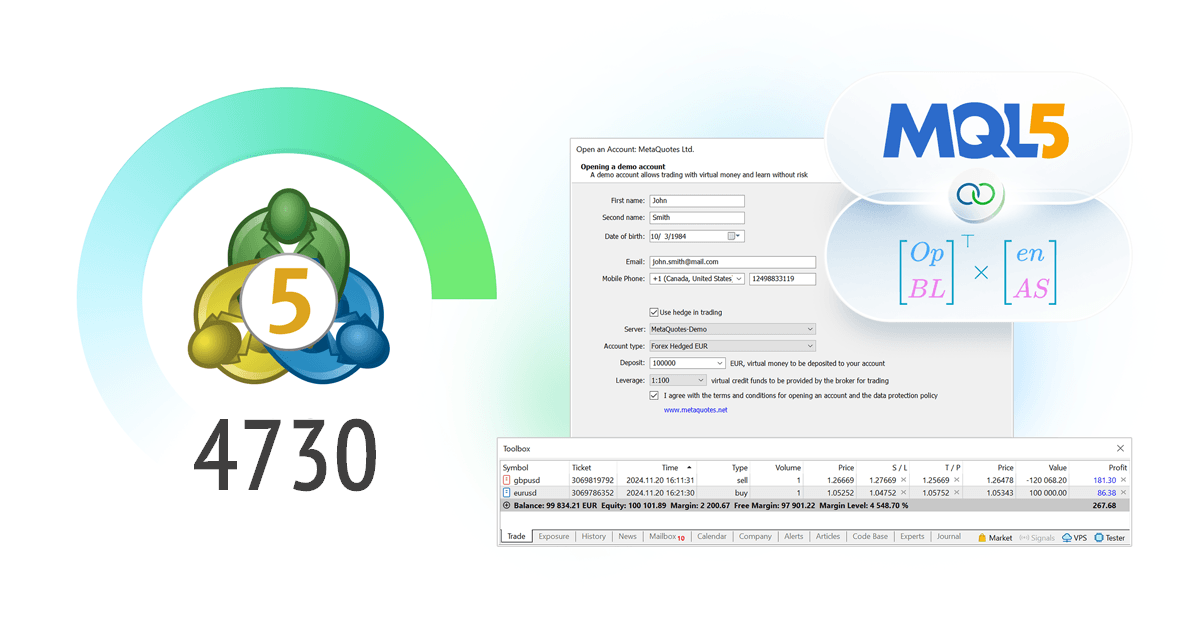 MetaTrader 5 build 4730: ampliación del soporte de OpenBLAS y optimización general del funcionamiento