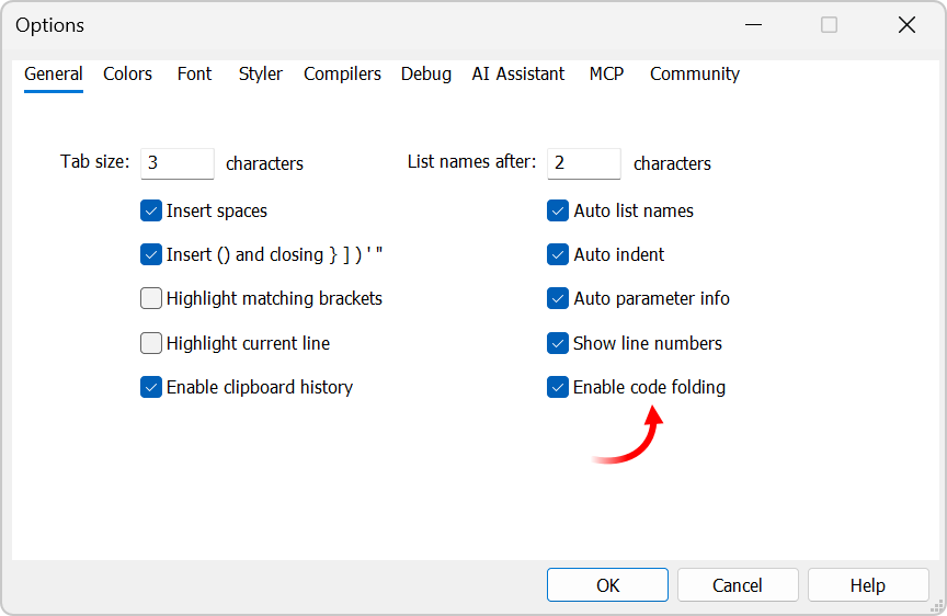 Enable and disable code folding Enable and disable code folding