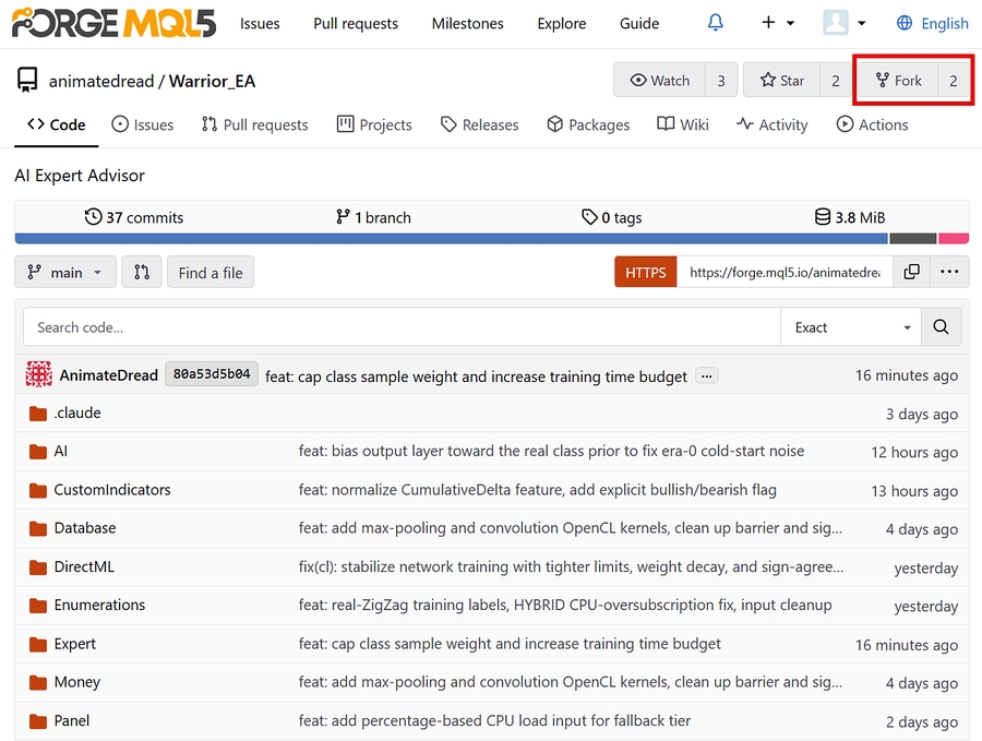 Forking a project webpage Forking a project webpage